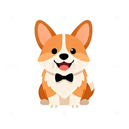 卡通柯基犬插画设计素材