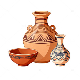 古朴陶瓷器皿插画