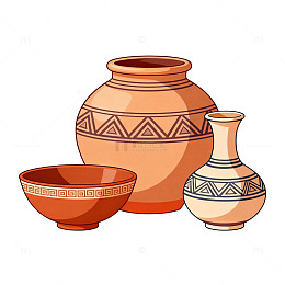 手绘陶罐碗瓶图案
