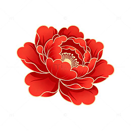 中国红牡丹剪纸艺术图案