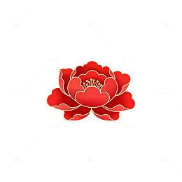 红色牡丹花图案矢量设计元素