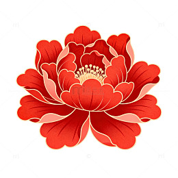 红色牡丹花卉图案矢量素材