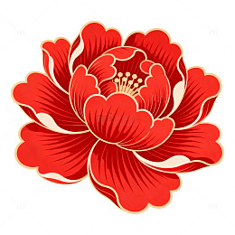 中国红牡丹花卉图案设计素材