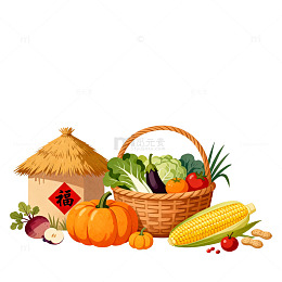 田园风丰收季节蔬菜插画素材