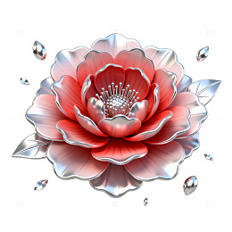 金属质感红花艺术插画