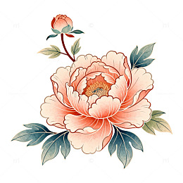 淡雅牡丹花卉插画