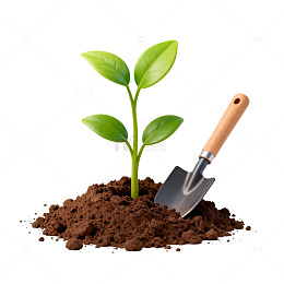 简约风格树苗种植插画素材