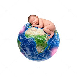 婴儿与地球温馨图片