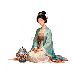 古风汉服女子插画设计素材