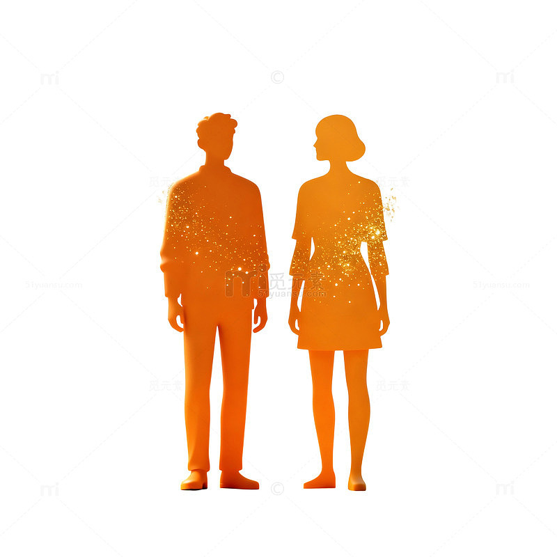 剪影风离别场景插画设计元素