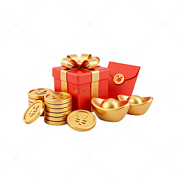喜庆新年礼物金币元宝图片