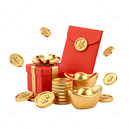 喜庆节日金币礼物设计元素