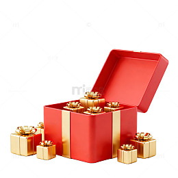 红色礼盒与礼物盒装饰图