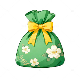 卡通绿色礼袋插画