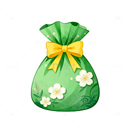 绿色礼品袋插画设计元素