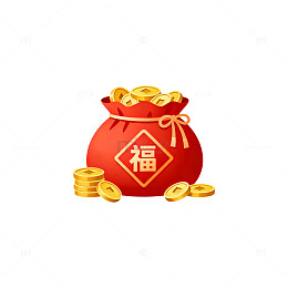 喜庆福袋金币插画