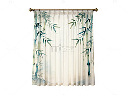 竹子图案窗帘装饰设计