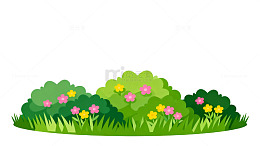 卡通花园草地插画
