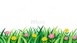 卡通草地花朵矢量图
