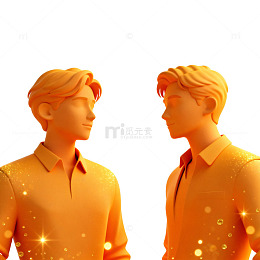 3D动漫风格男性人物插画