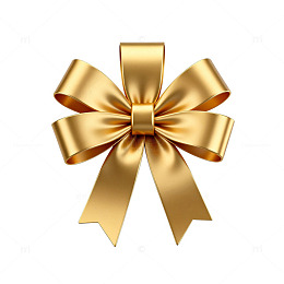 金色丝带蝴蝶结装饰礼品包装元素