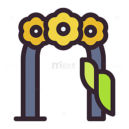 卡通风格花拱门装饰图案