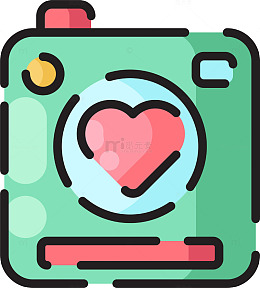 卡通相机爱心图案设计元素