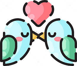 卡通爱情鸟插画设计元素