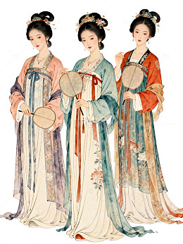 古代汉服仕女插画