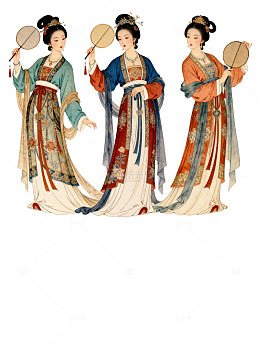 古典风汉服仕女插画素材