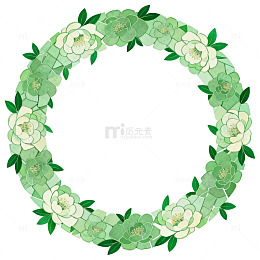绿色花环水彩画装饰素材