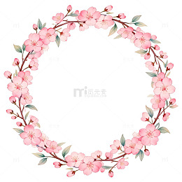 樱花花环装饰图案设计素材