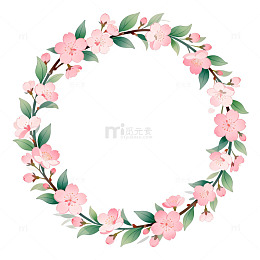 水彩花卉花环设计图案
