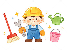 卡通工人工具插画设计素材