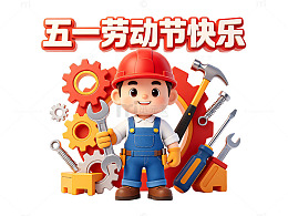 劳动节工人卡通宣传画