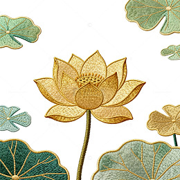 金色莲花刺绣图案