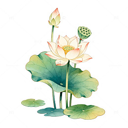 水墨风荷花插画设计素材