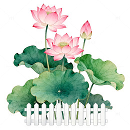 水彩荷花美景装饰画