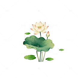 水墨荷花淡雅插画元素