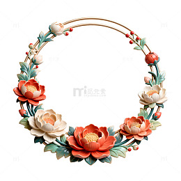 手工花卉花环装饰画