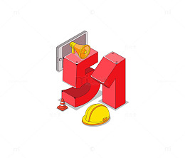 立体五一劳动节51字体元素