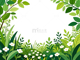 田园风绿植花卉边框插画