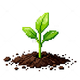 像素艺术小树苗生长插画