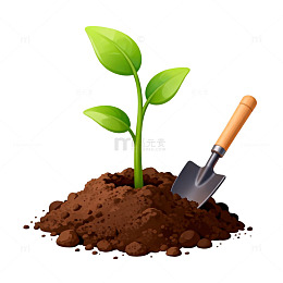 插画风树苗园艺工具设计素材