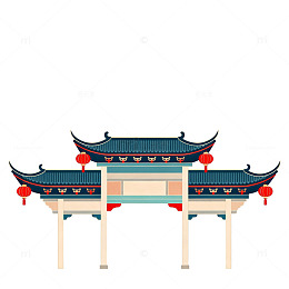 传统中式牌楼插画