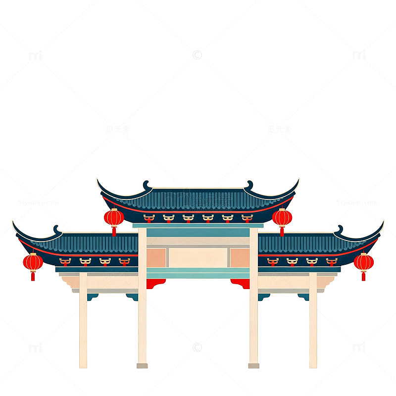 传统中式牌楼插画