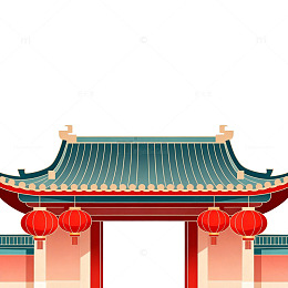 传统中国建筑门楼矢量素材