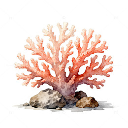 水彩珊瑚景观装饰画