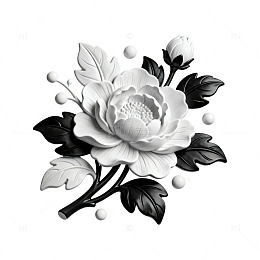 黑白花卉线条装饰画