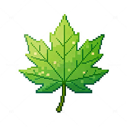 像素风绿叶图标设计素材